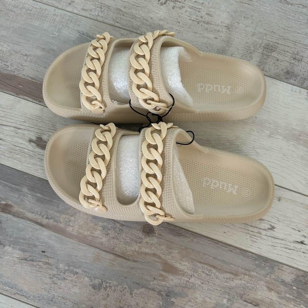 Mudd Beige Chain Slide Sandals